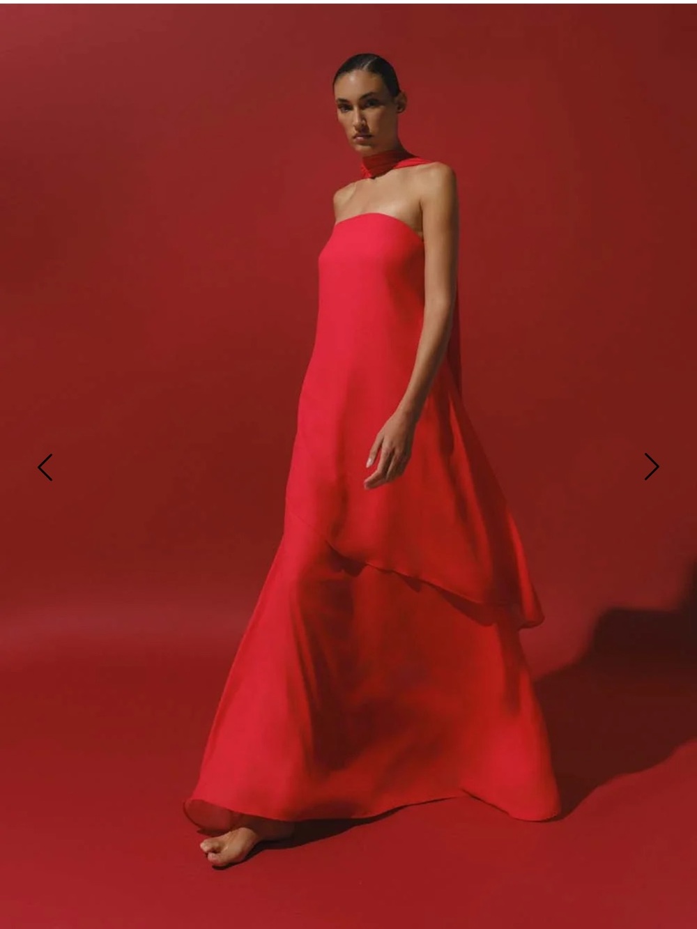 Baobab Strapless Red Evening Gown with Dramatic Cape ( comes with shawl) NEW